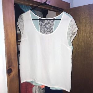 Turquoise/white short sleeve shirt